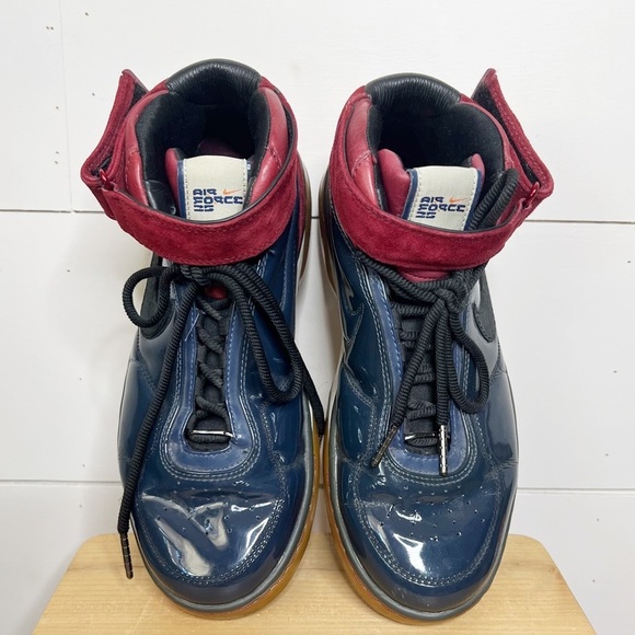 Nike Air Force Sneakers - Navy and Burgundy patent leather